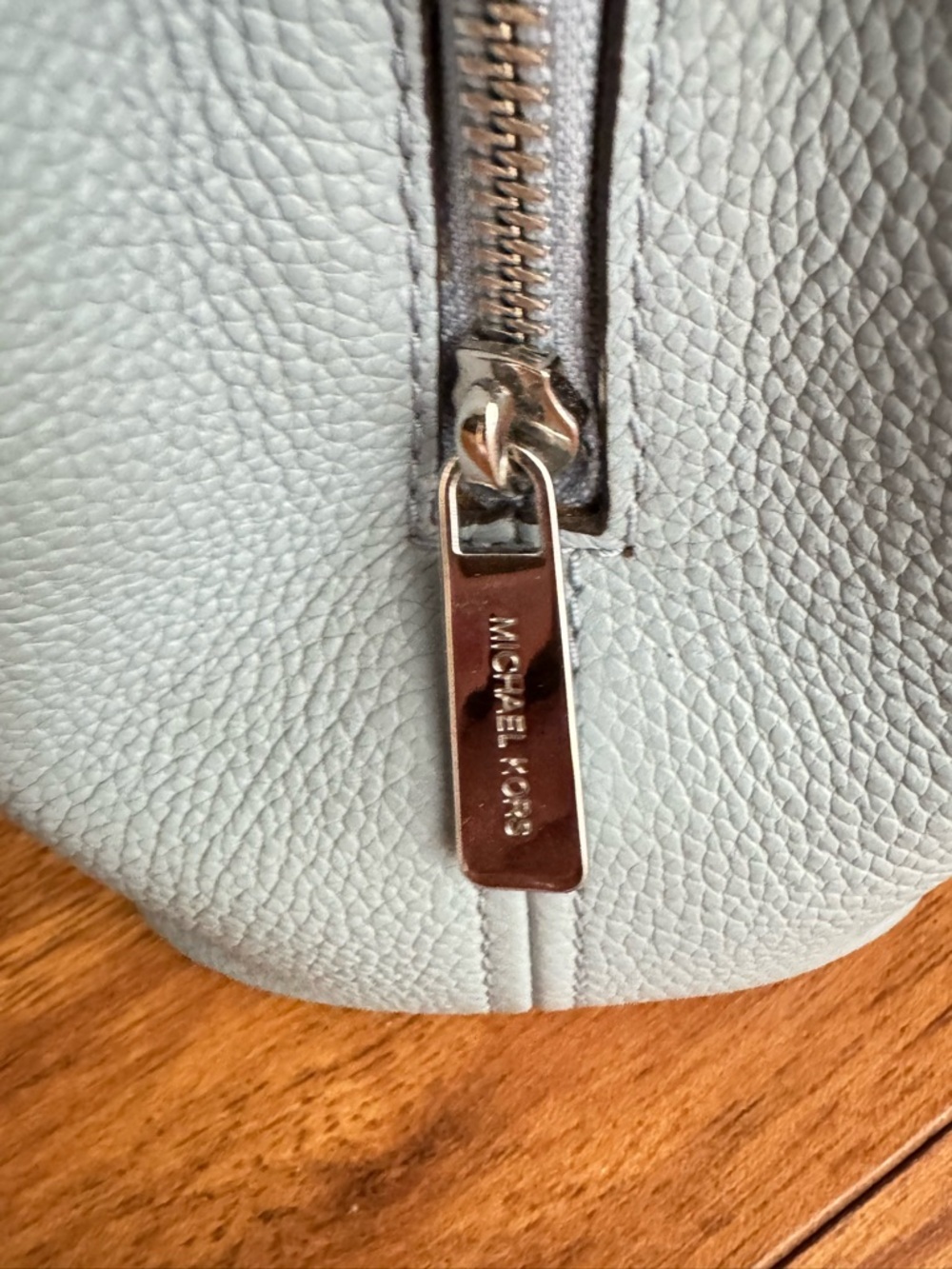 MICHAEL KORS Medium Pebbled Saffiano Leather Satchel in Light Blue - Picture 10 of 11